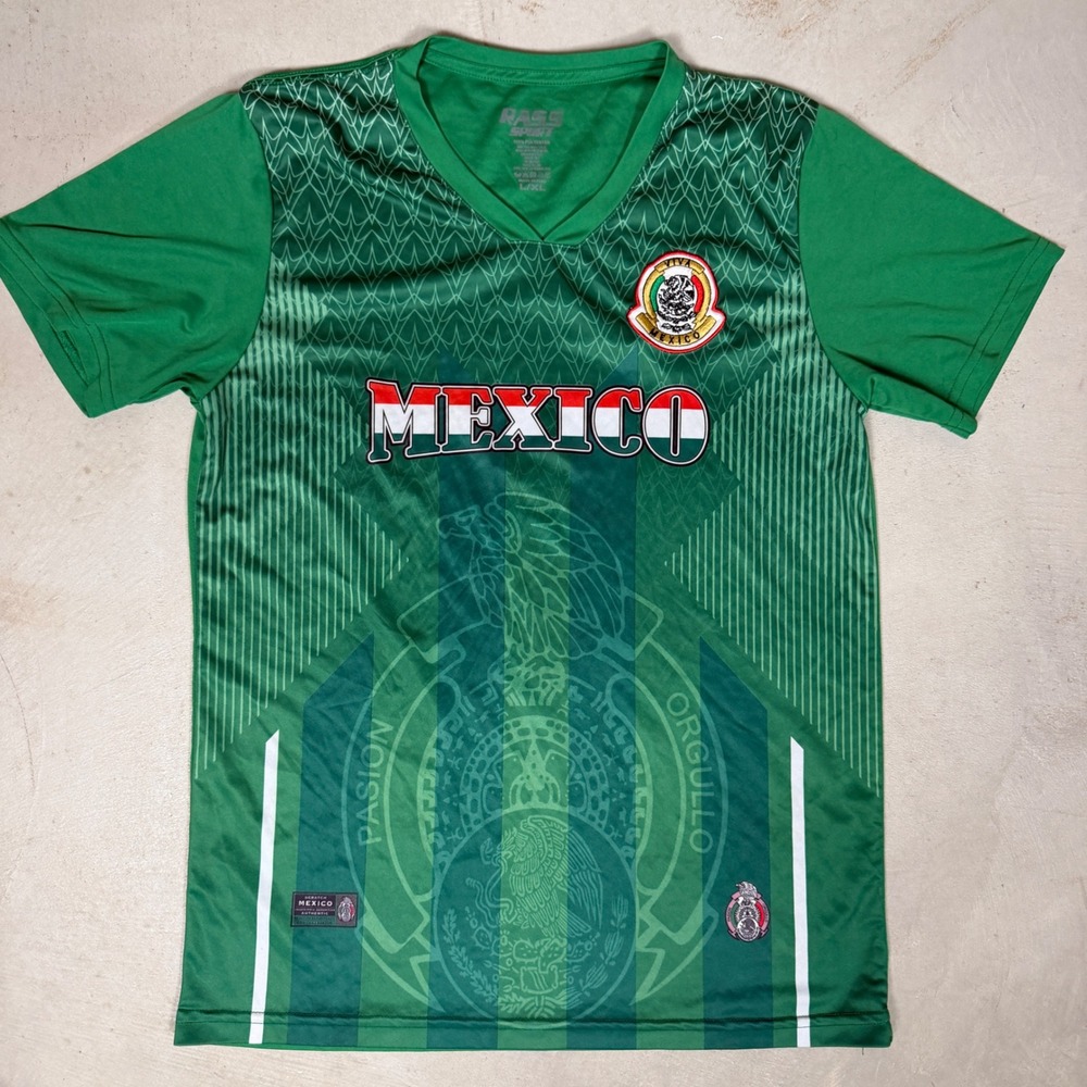 Rass Sport Mexico National Team‎ Soccer Jersey Mens XL Green Aztec Eagle Fan Tee